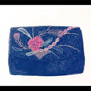 Vintage Beaded Clutch Purse w/ Flower (Mary)